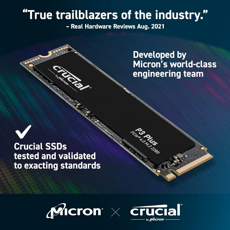 Crucial P3 Plus 2TB PCIe Gen4 3D NAND NVMe M.2 SSD