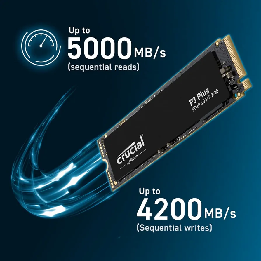 Crucial P3 Plus 2TB PCIe Gen4 3D NAND NVMe M.2 SSD